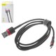 USB кабель Baseus Cafule, USB тип-A, micro-USB тип-B, 100 см, 2,4 А, чорний, червоний, #CAMKLF-B91