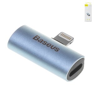 Адаптер Baseus L46, не підтримує функції мікрофона, Lightning to Dual Lightning 2 в1, Lightning, синій, 2 A, #CAL46 03