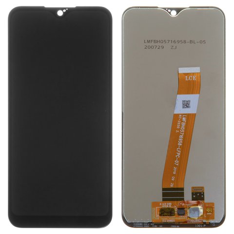 Дисплей для Samsung A015 Galaxy A01, A015F Galaxy A01, чорний, без рамки, Оригінал переклеєне скло , з вузьким конектором