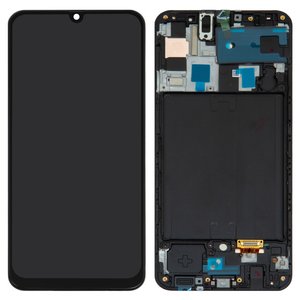 Дисплей для Samsung A505 Galaxy A50, A505F DS Galaxy A50, черный, с рамкой, Оригинал переклеено стекло 