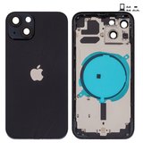 Корпус для iPhone 13, чорний, з тримачем SIM-карти, з боковими кнопками, midnight