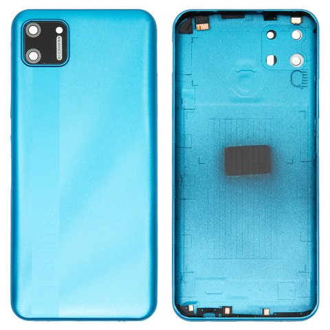 Задняя панель корпуса для Realme C11, синяя, со стеклом камеры