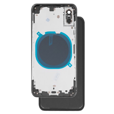 Housing compatible with iPhone XS, black, with SIM card holders, with side buttons 