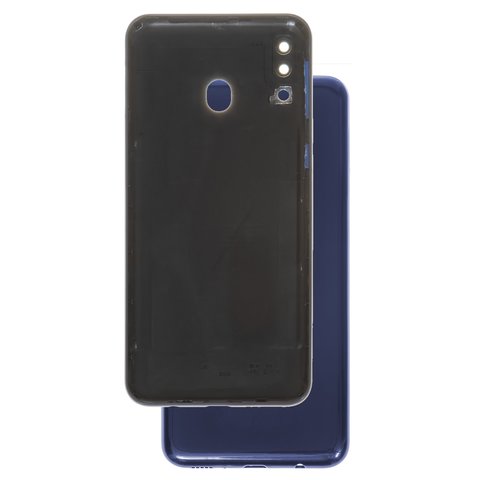 Panel trasero de carcasa puede usarse con Samsung M205F DS Galaxy M20, azul, con vidrio de cámara