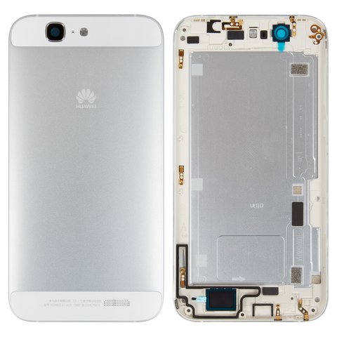 Housing Back Cover compatible with Huawei Ascend G7, white, without SIM card tray, with side button 