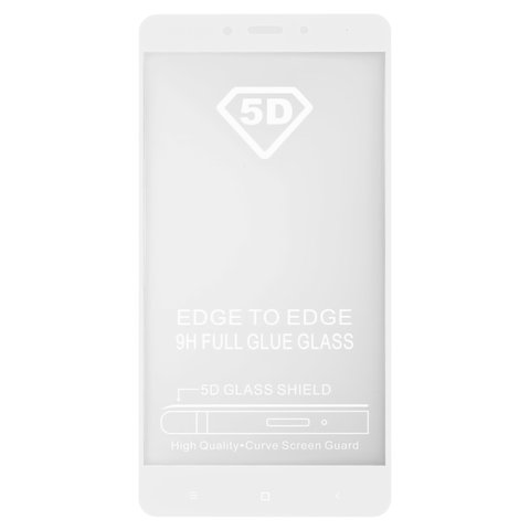 Tempered Glass Screen Protector All Spares compatible with Xiaomi Redmi Note 4, 0,26 mm 9H, Full Screen, compatible with case, white, This glass covers the screen completely., MediaTek 