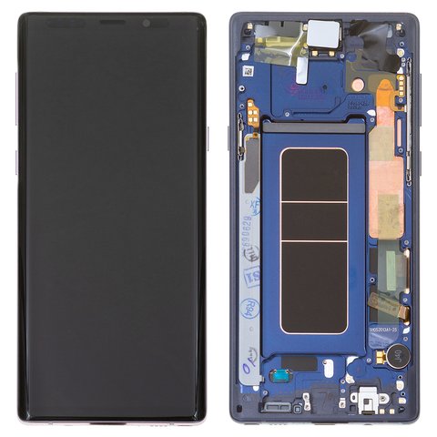 Pantalla LCD puede usarse con Samsung N960 Galaxy Note 9, azul, con marco, Original PRC , ocean Blue, original glass