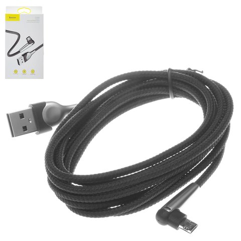 Charging Cable Baseus MVP Elbow, USB type A, micro USB type B, 200 cm, 1.5 A, black  #CAMMVP F01