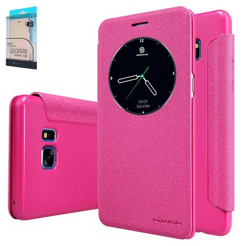 Funda Nillkin Sparkle laser case puede usarse con Samsung N930F Galaxy Note 7, rosado, libro, plástico, cuero PU, #6902048126213