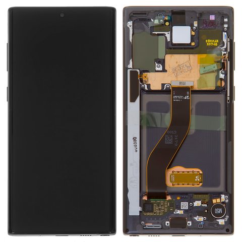 LCD compatible with Samsung N970F Galaxy Note 10, black, with frame, Original PRC , original glass 