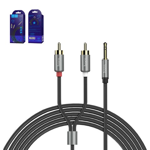 AUX cable Hoco UPA10, TRS 3.5 mm, RCA, 150 cm, negro, gris, #6957531078142