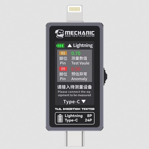 USB Tester Mechanic T 824, USB type C, Lightning 