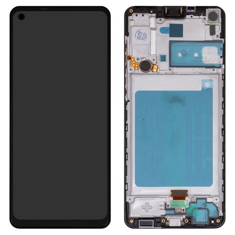 LCD compatible with Samsung A217 Galaxy A21s, black, with frame, Box  