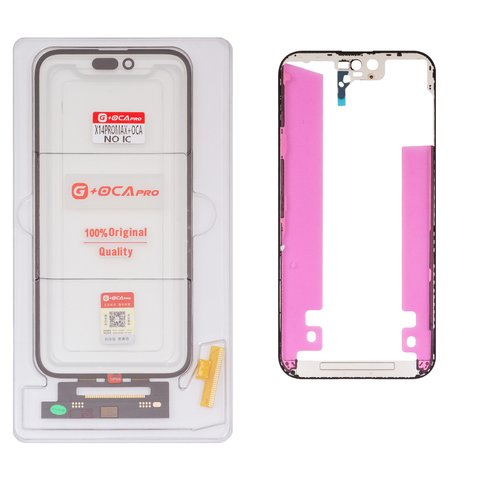 Touchscreen G+OCA PRO compatible with iPhone 14 Pro Max, with OCA film, with frame, black, without microcircuit 