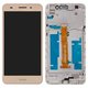 LCD compatible with Huawei Y6 II, (golden, with frame, Original (PRC), CAM-L21)