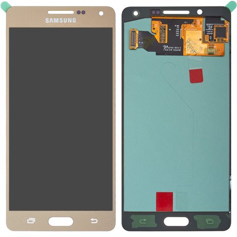 LCD compatible with Samsung A500 Galaxy A5, golden, without frame, original change glass 