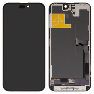LCD compatible with iPhone 14 Pro Max, black, with frame, HC, without IC, OLED , YK OEM hard 