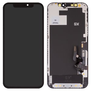 Дисплей для iPhone 12, iPhone 12 Pro, черный, с рамкой, AMOLED , GX OEM soft