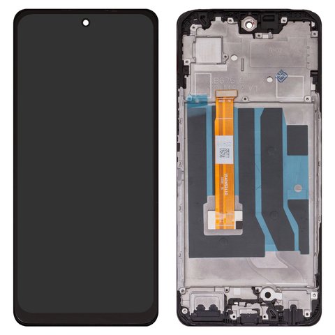 LCD compatible with Realme C67 5G, black, with frame, High Copy 
