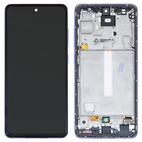 Pantalla LCD puede usarse con Samsung A525 Galaxy A52, A526 Galaxy A52 5G, morado, con marco, original vidrio reemplazado