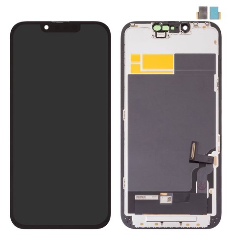 Pantalla LCD puede usarse con iPhone 13, negro, con marco, HC, sin microchip, OLED , SL OEM hard