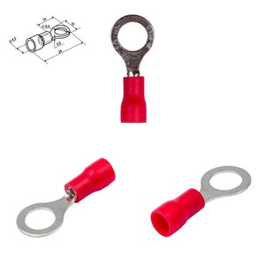 Наконечник RV 1.25 6, 6 мм, кільцевий, ізольований, червоний, 10 шт., 0,5 1,5 мм²