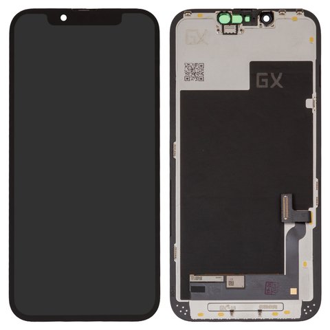 Дисплей для iPhone 13, черный, с рамкой, HC, с широким ободком, OLED , GX OEM hard