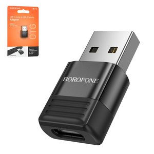 Адаптер Borofone BV18, USB тип C до USB 2.0 тип A, USB тип C, USB тип A, чорний