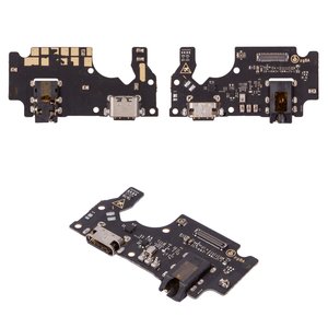 Шлейф для ZTE Blade V30 Vita, коннектора наушников, коннектора зарядки, с микрофоном, с компонентами, High Copy, плата зарядки