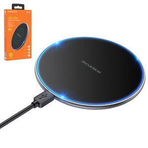 Безпровідний зарядний пристрій Borofone BQ3 Pro, Power Delivery PD , чорне, USB тип C, 15 Вт, #6974443380583