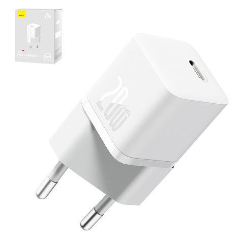 Мережевий зарядний пристрій Baseus GaN5 mini, 20 Вт, Fast Charge, білий, 1 порт, #CCGN050102